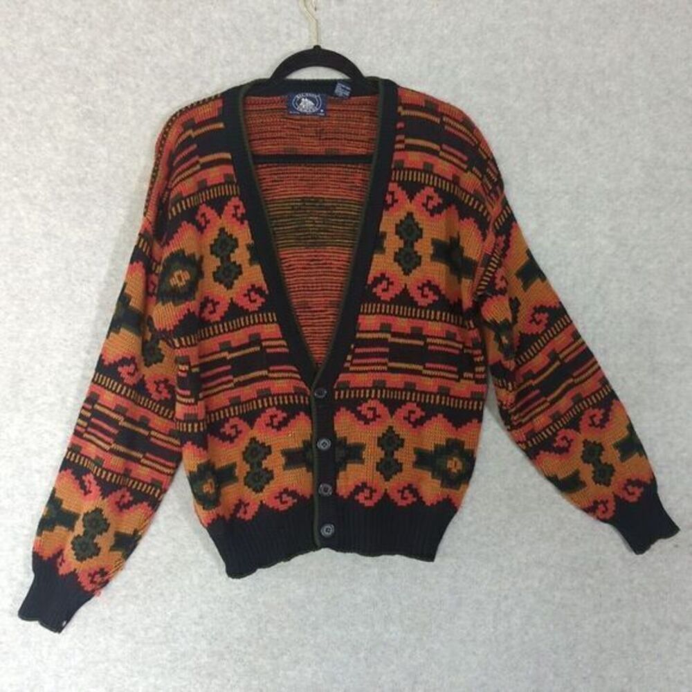 Vintage Womens Atlantic Traders Long Sleeve Aztec Tribe Cardigan Sweater M